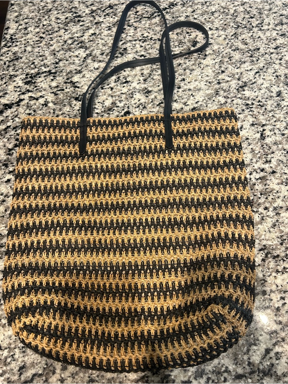 Black and Tan Woven Tote Bag - Unbranded